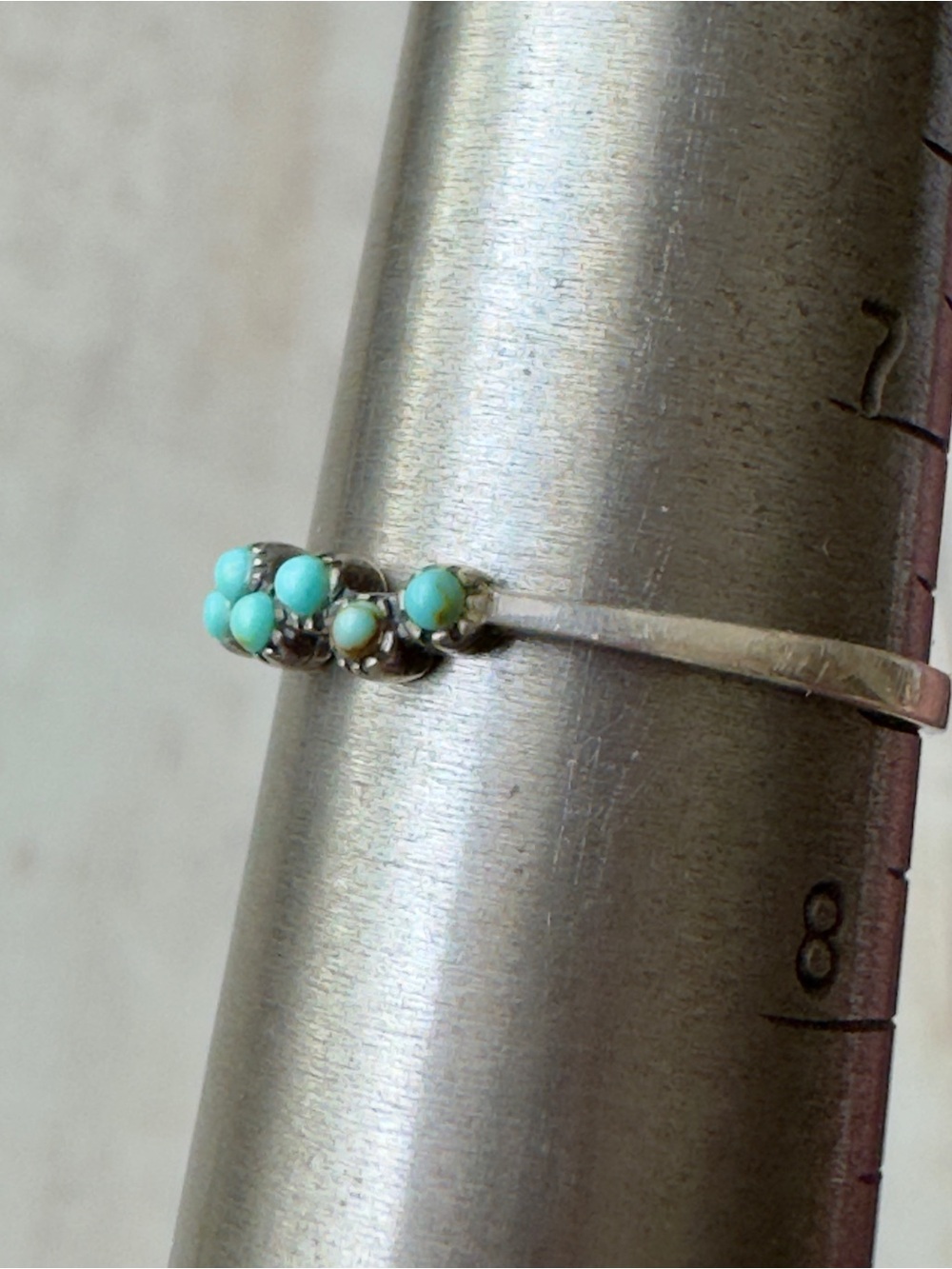 Sterling Silver Turquoise Bead Stack Ring - Women's Jewelry-size 7.5 - Picture 3 of 5